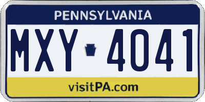 PA license plate MXY4041