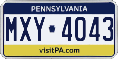 PA license plate MXY4043