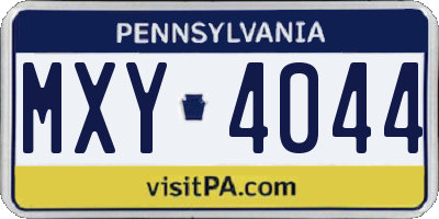 PA license plate MXY4044