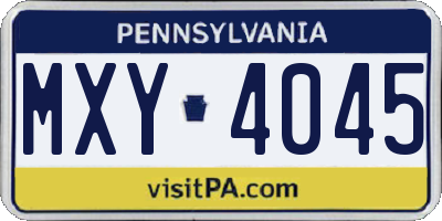 PA license plate MXY4045