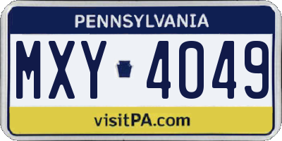 PA license plate MXY4049