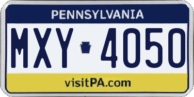 PA license plate MXY4050