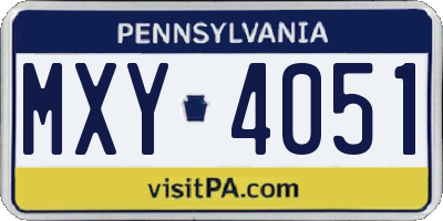 PA license plate MXY4051