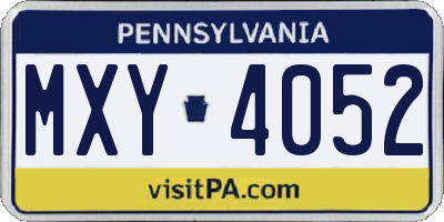 PA license plate MXY4052
