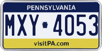 PA license plate MXY4053