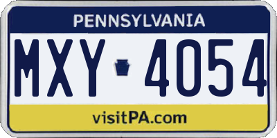 PA license plate MXY4054