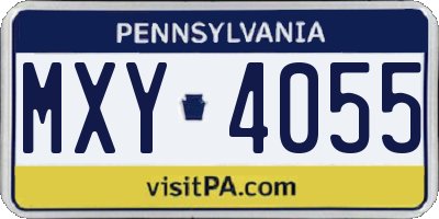 PA license plate MXY4055