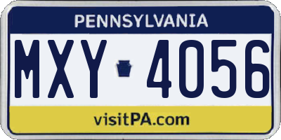 PA license plate MXY4056