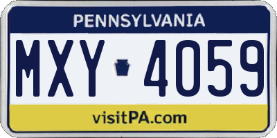 PA license plate MXY4059