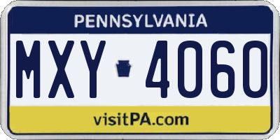 PA license plate MXY4060