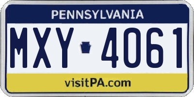 PA license plate MXY4061