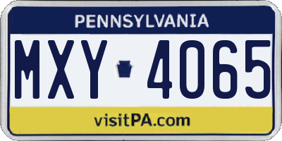 PA license plate MXY4065