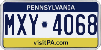 PA license plate MXY4068