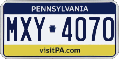 PA license plate MXY4070