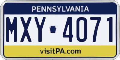 PA license plate MXY4071