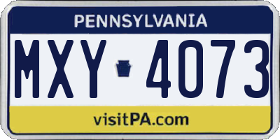 PA license plate MXY4073