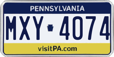 PA license plate MXY4074