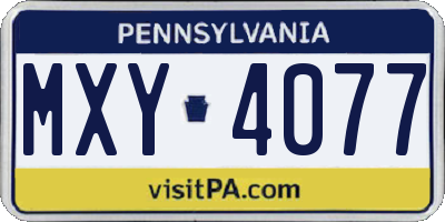 PA license plate MXY4077