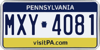 PA license plate MXY4081