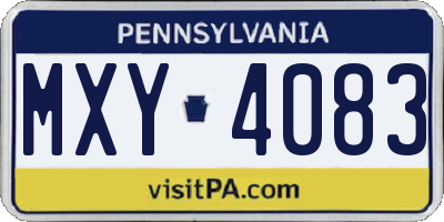 PA license plate MXY4083