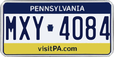 PA license plate MXY4084
