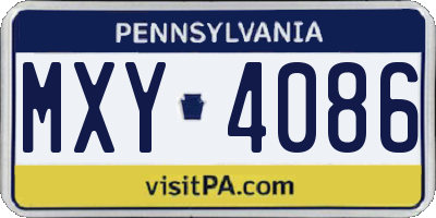 PA license plate MXY4086