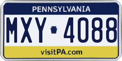 PA license plate MXY4088