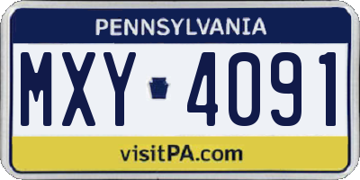 PA license plate MXY4091
