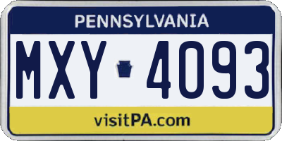 PA license plate MXY4093