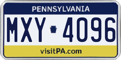 PA license plate MXY4096