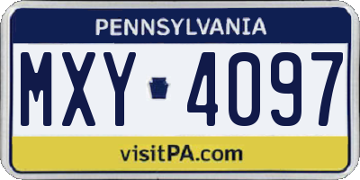 PA license plate MXY4097