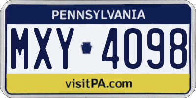 PA license plate MXY4098