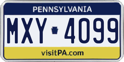 PA license plate MXY4099