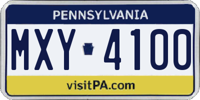 PA license plate MXY4100