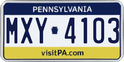 PA license plate MXY4103