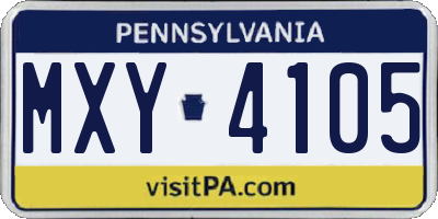 PA license plate MXY4105