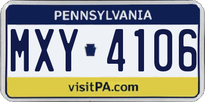 PA license plate MXY4106