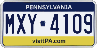 PA license plate MXY4109