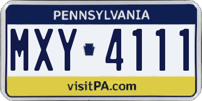 PA license plate MXY4111