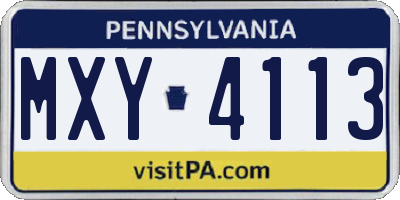 PA license plate MXY4113