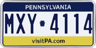 PA license plate MXY4114