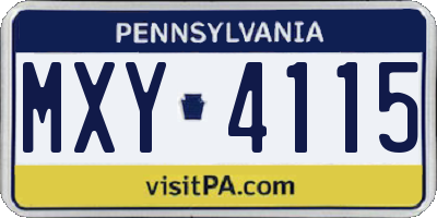 PA license plate MXY4115