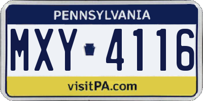 PA license plate MXY4116