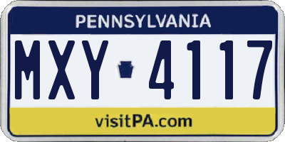 PA license plate MXY4117