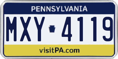 PA license plate MXY4119