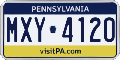 PA license plate MXY4120