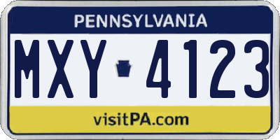 PA license plate MXY4123