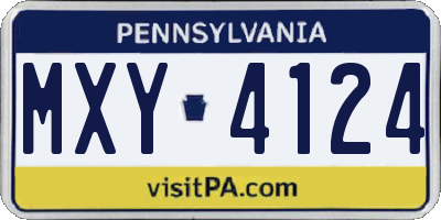 PA license plate MXY4124