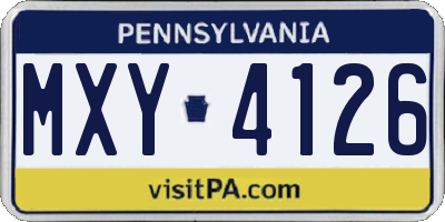PA license plate MXY4126