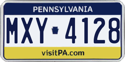 PA license plate MXY4128